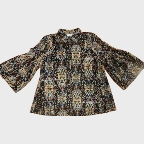 Susan Graver Blouse Top Womens Medium Large Boxy Oversized Festival Boho Retro - Picture 8 of 13